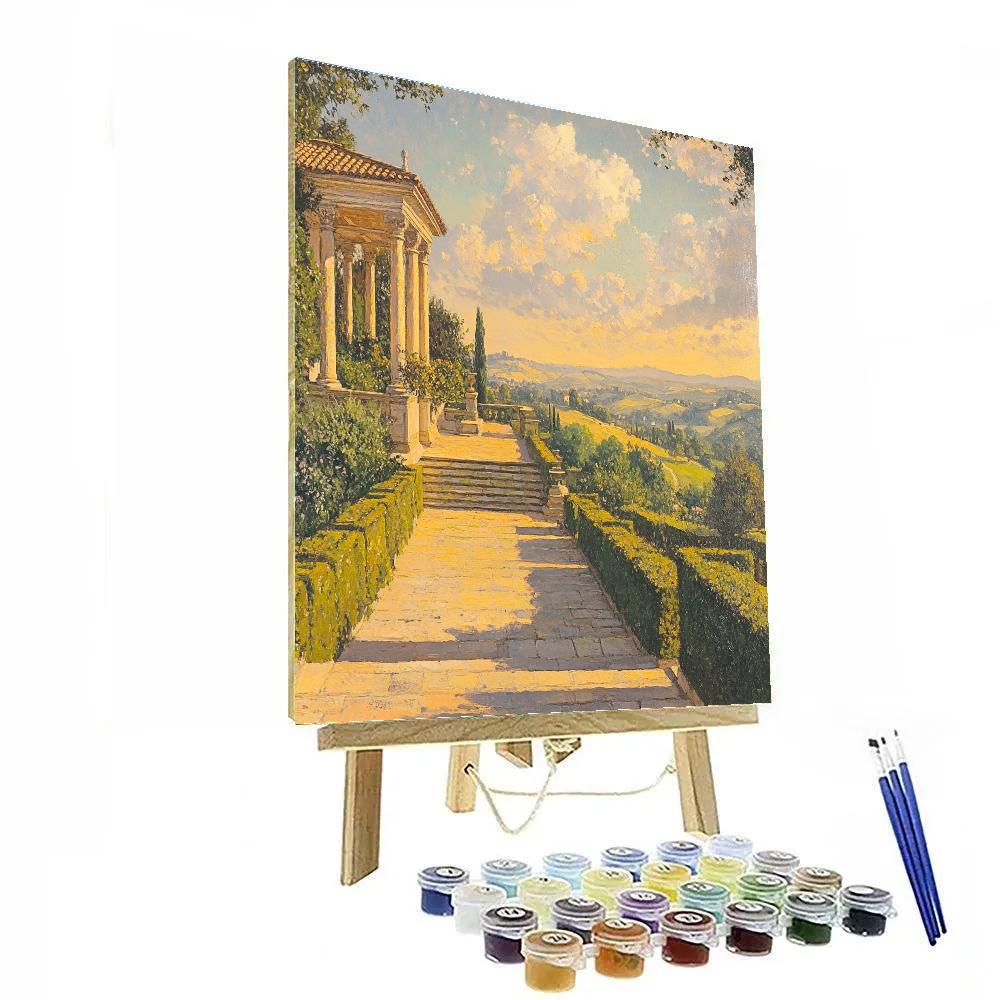 Raphael Inspired Serene Terrace Of Distant Pavilions paint by number