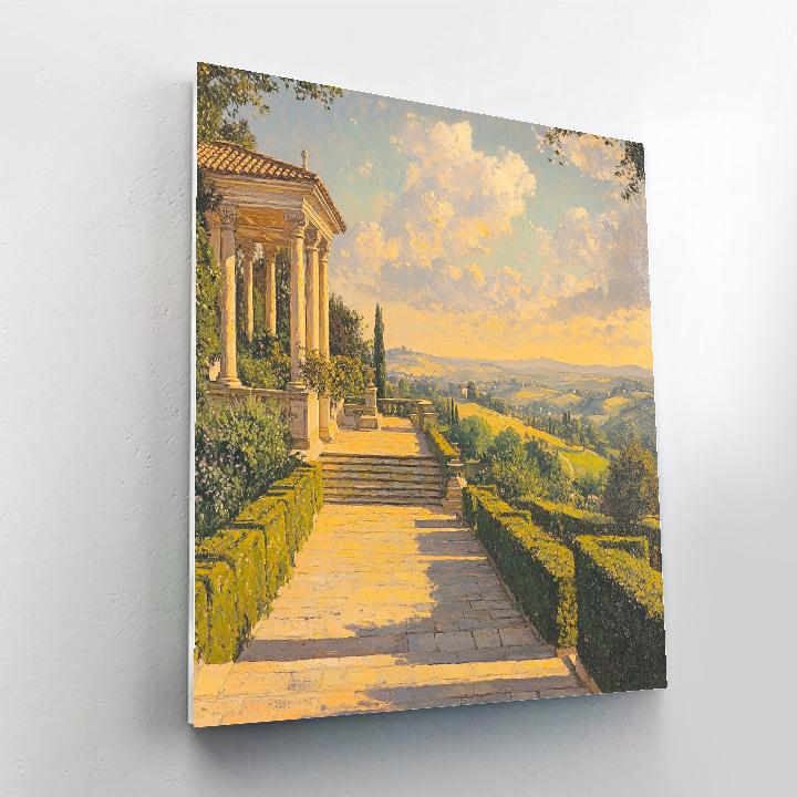 Raphael Inspired Serene Terrace Of Distant Pavilions paint by number