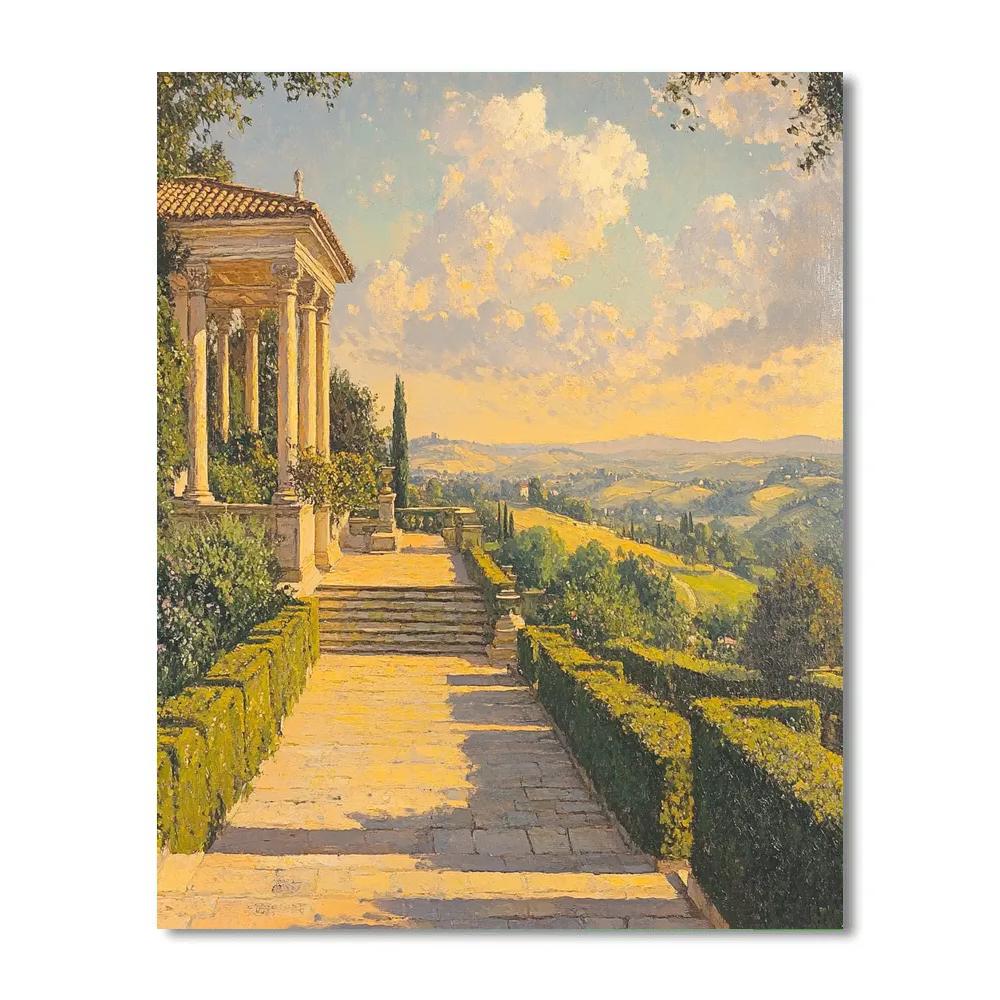 Raphael Inspired Serene Terrace Of Distant Pavilions paint by number
