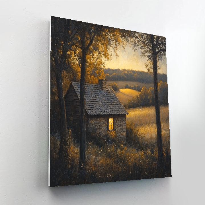 Rembrandt Inspired Quiet Cottage Bathed In Evening Light Paint by numbers art