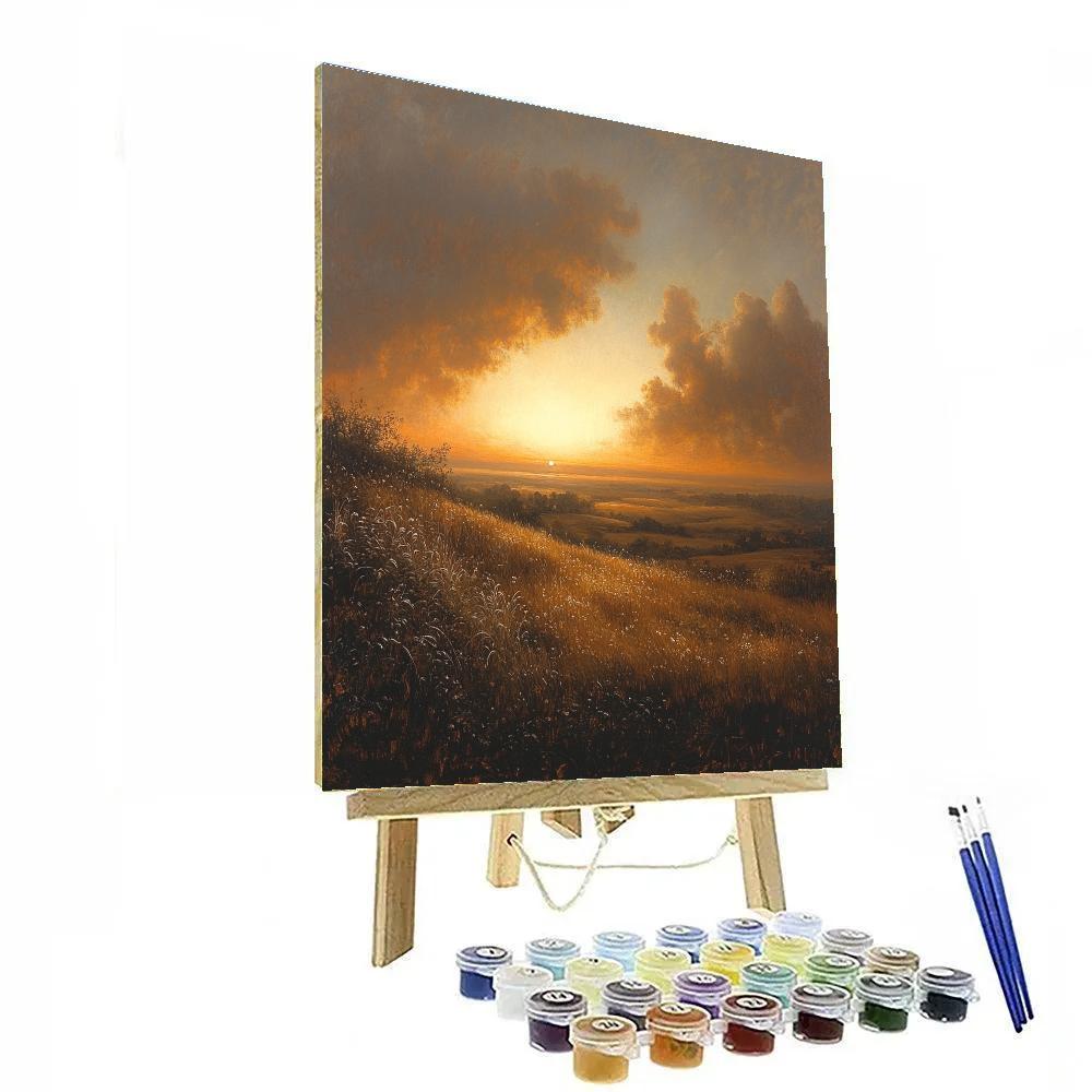 Rembrandt Inspired Radiant Horizon With Rolling Heathlands Paint by numbers art