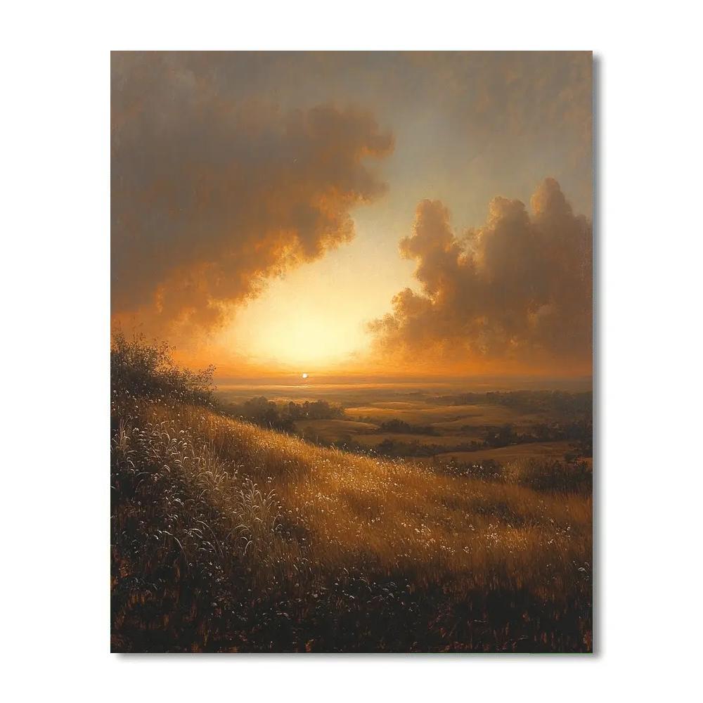 Rembrandt Inspired Radiant Horizon With Rolling Heathlands Paint by numbers art