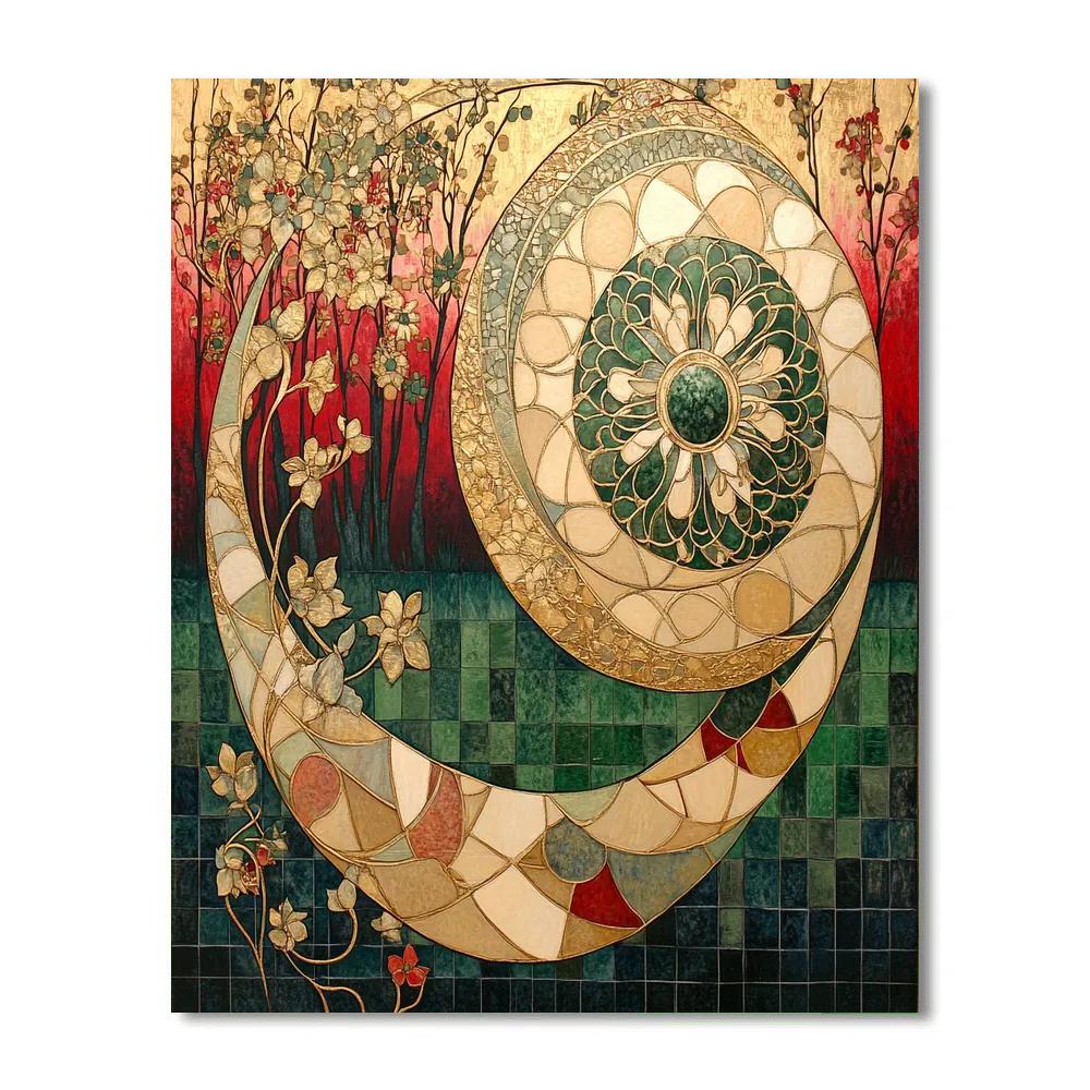 Gustav Klimt Inspired Golden Garden Symphony paint by color