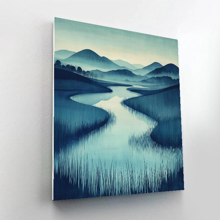 Hiroshige Inspired Moonlit Riverbend Number painting