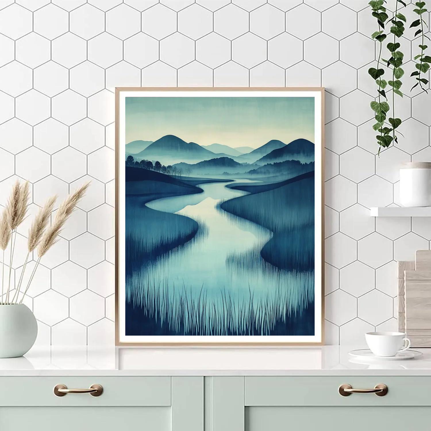 Hiroshige Inspired Moonlit Riverbend Number painting