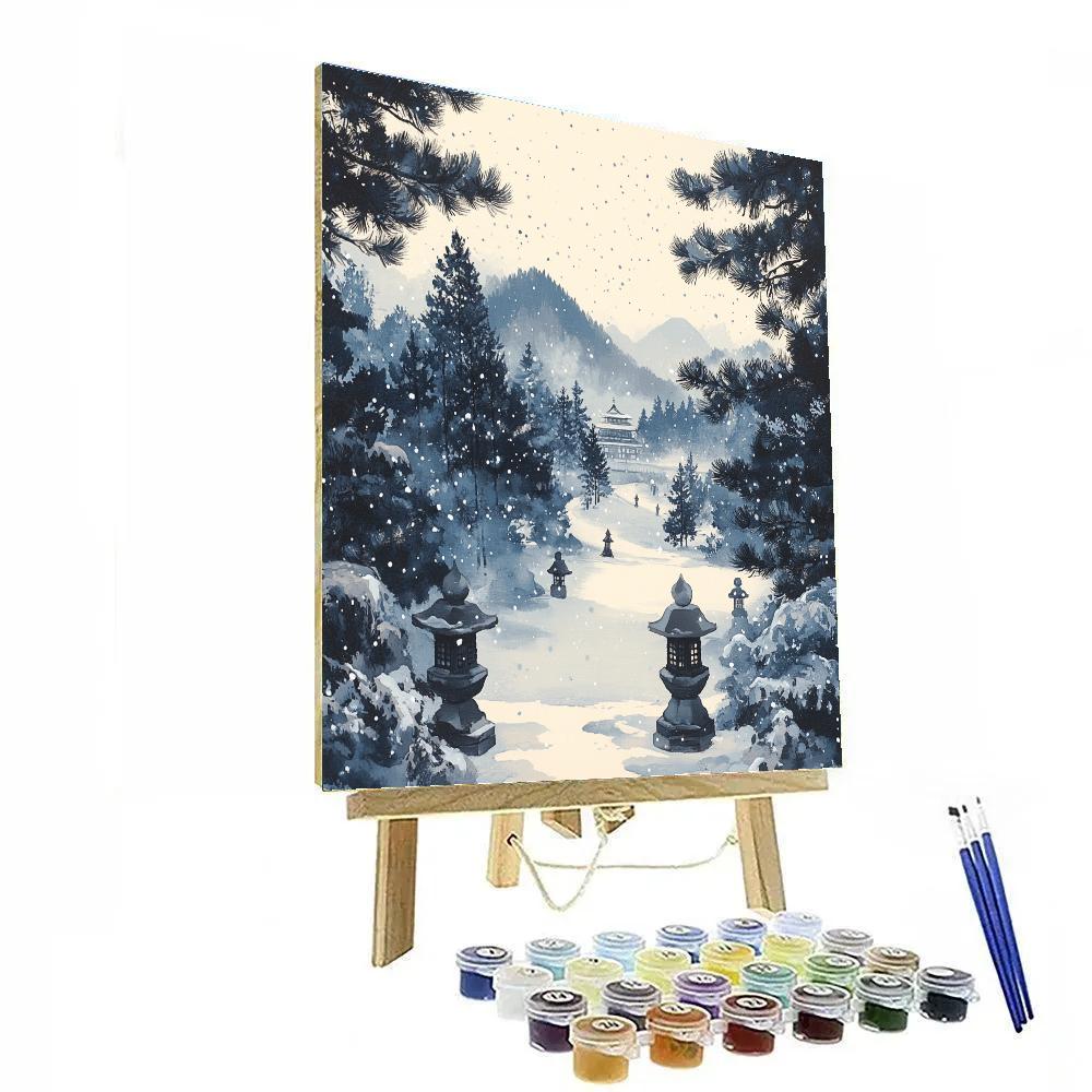 Hiroshige Inspired Quiet Snow On Temple Pines Number painting