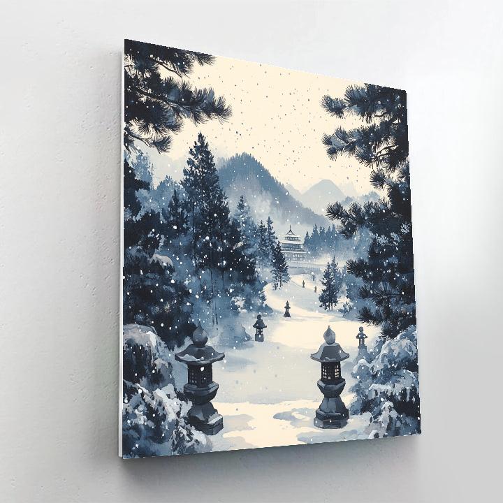 Hiroshige Inspired Quiet Snow On Temple Pines Number painting