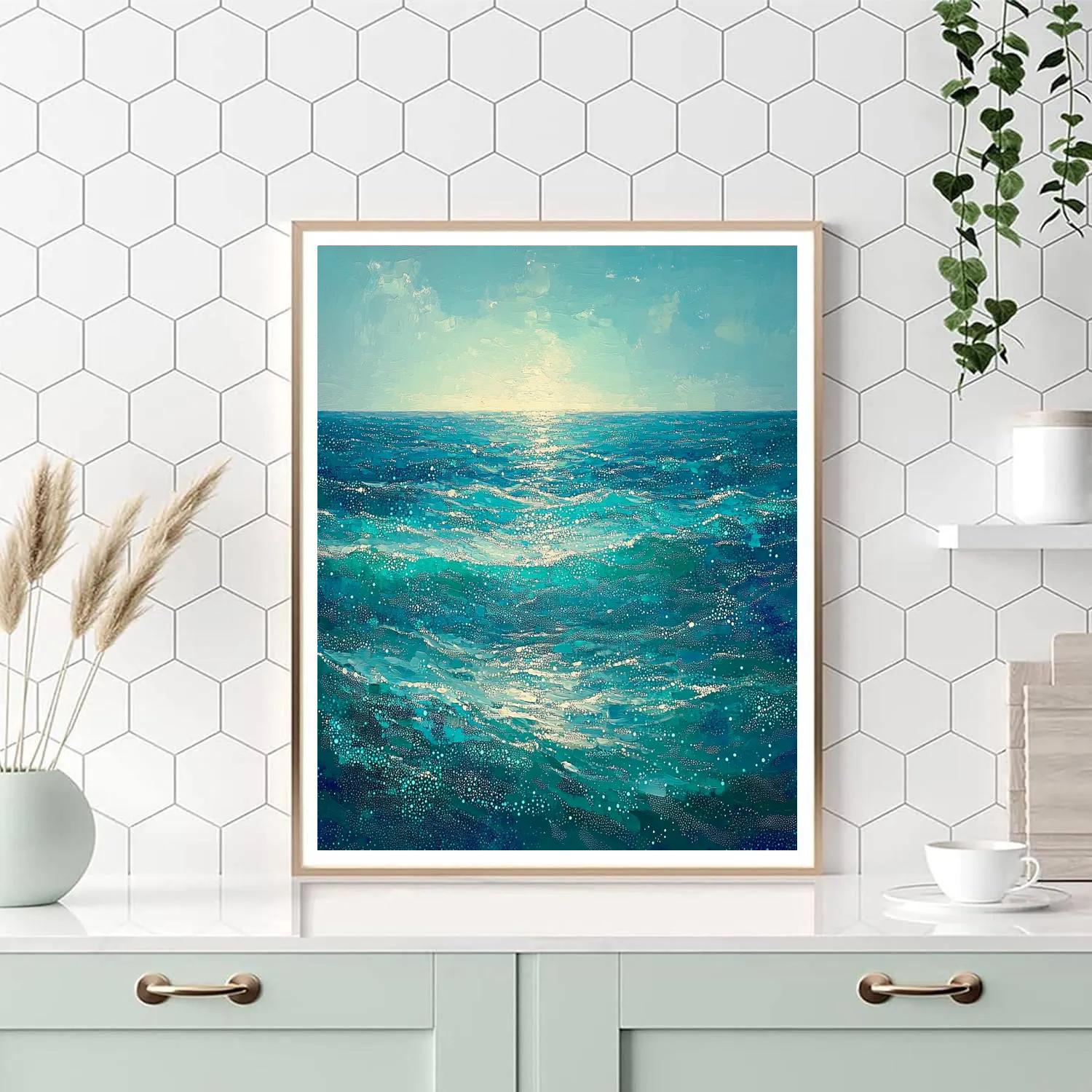 Georges Seurat Inspired Pointillist Ocean Current paint by color