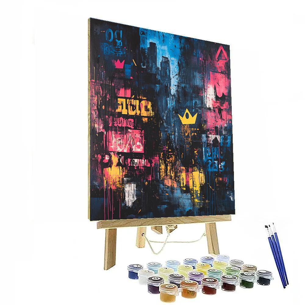 Jean-Michel Basquiat Inspired Urban Crown Nocturne Paint by numbers art