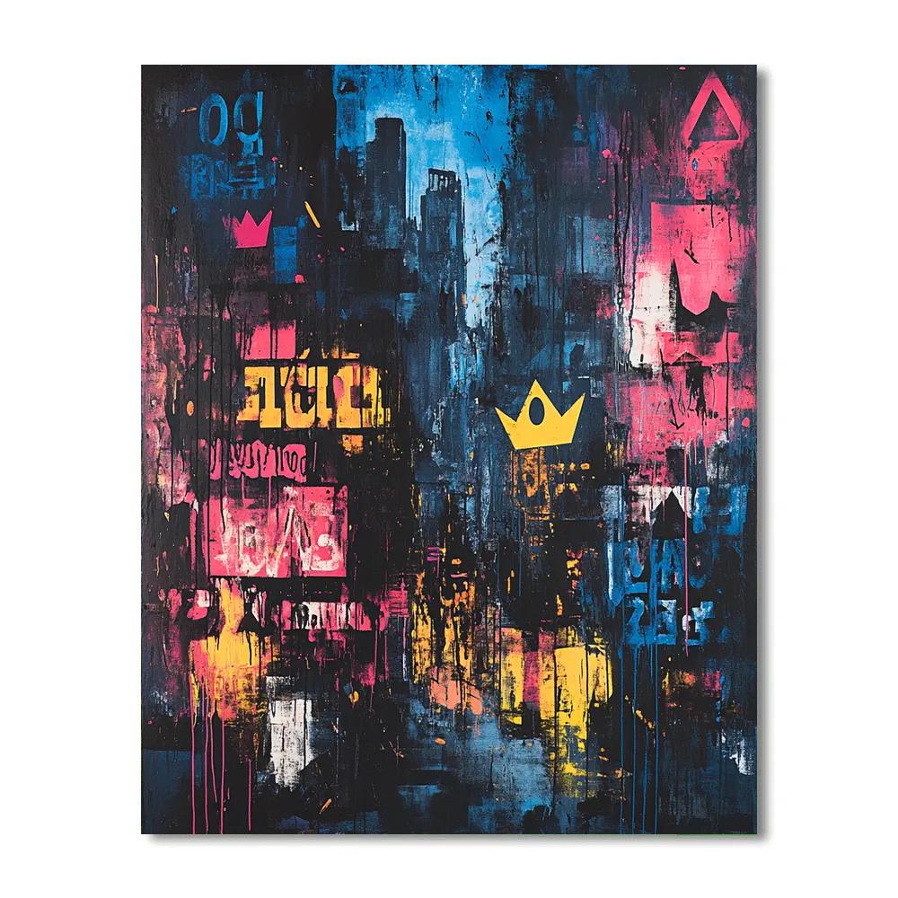 Jean-Michel Basquiat Inspired Urban Crown Nocturne Paint by numbers art