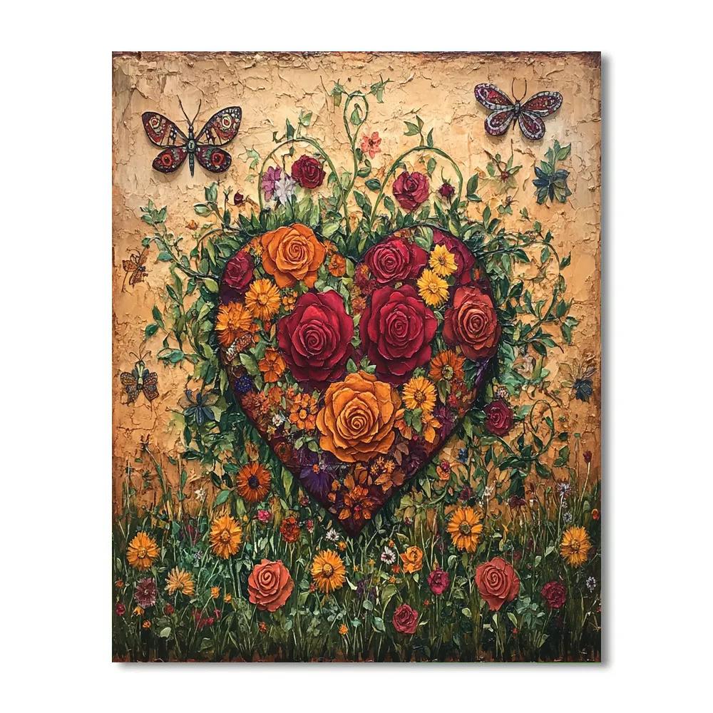 Frida Kahlo Inspired Floral Heart paint by number