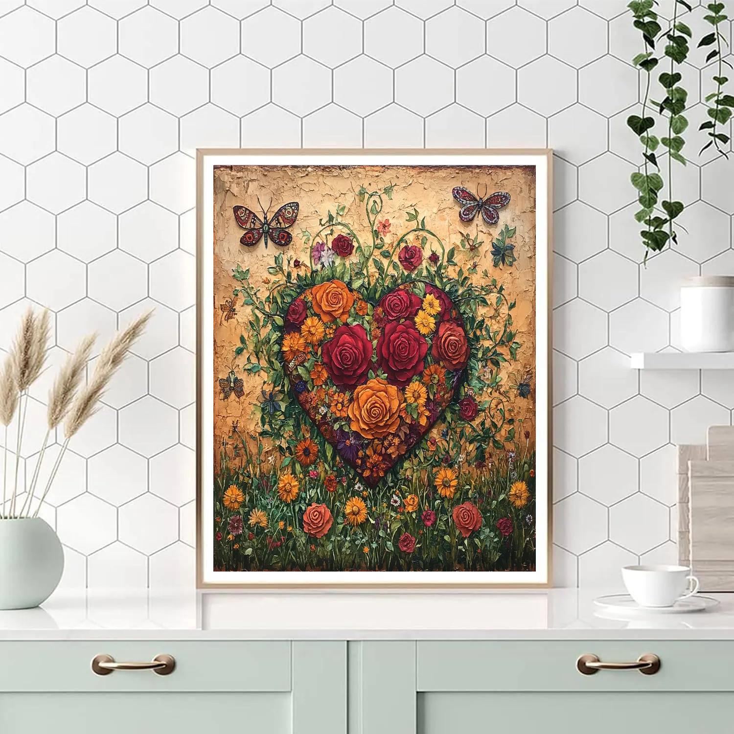Frida Kahlo Inspired Floral Heart paint by number