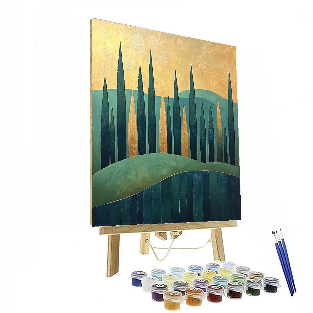 Paul Cézanne Inspired Cypress Geometry Number painting