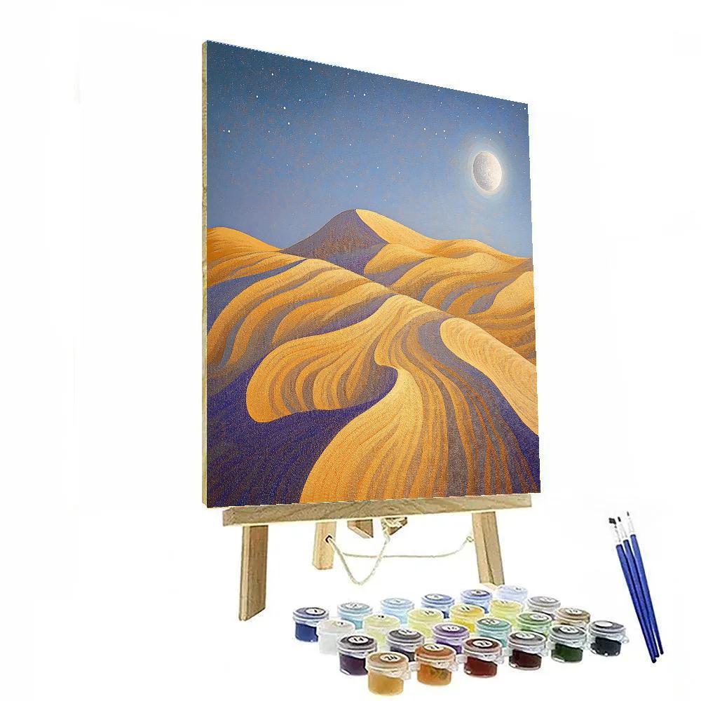 Georges Seurat Inspired Moonlit Sand Dunes DIY paint by numbers
