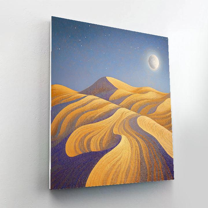 Georges Seurat Inspired Moonlit Sand Dunes DIY paint by numbers