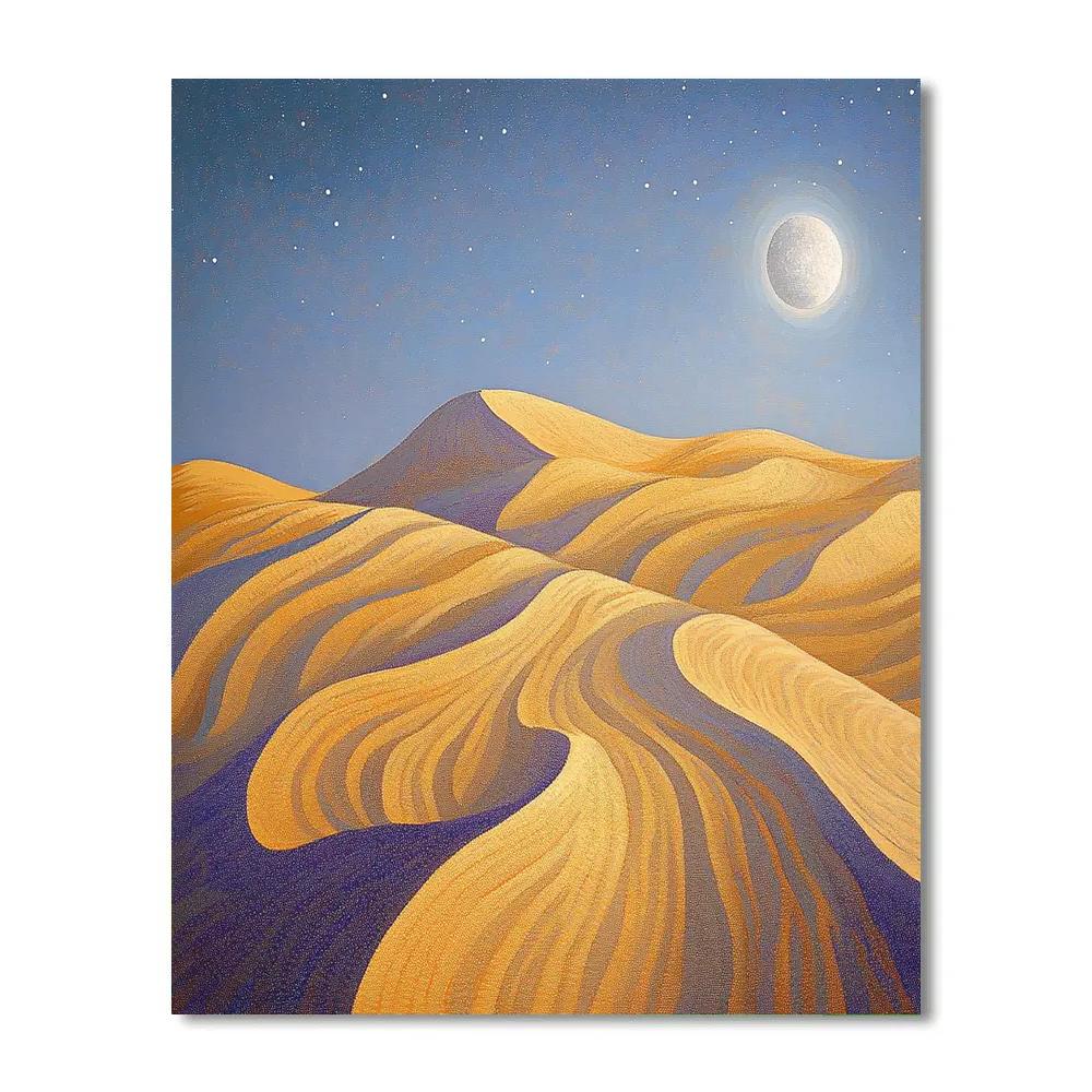 Georges Seurat Inspired Moonlit Sand Dunes DIY paint by numbers