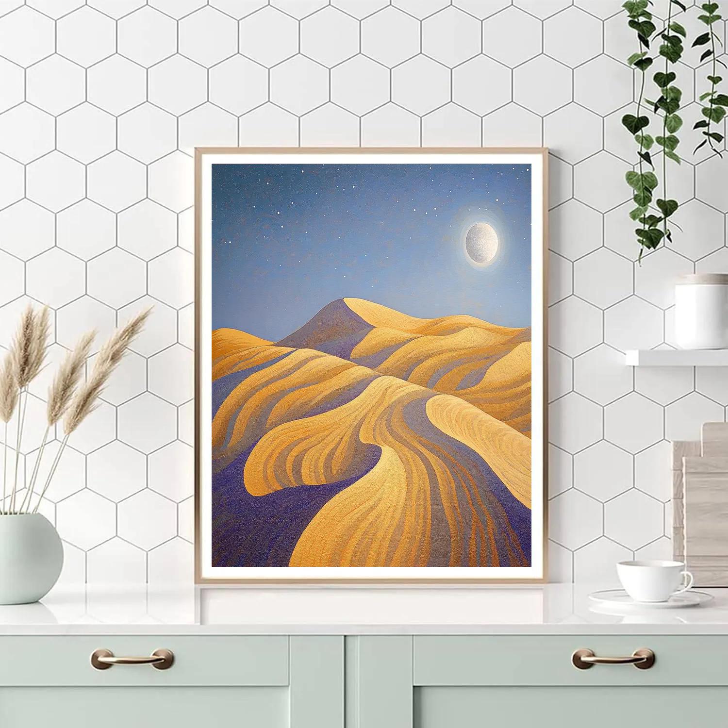Georges Seurat Inspired Moonlit Sand Dunes DIY paint by numbers