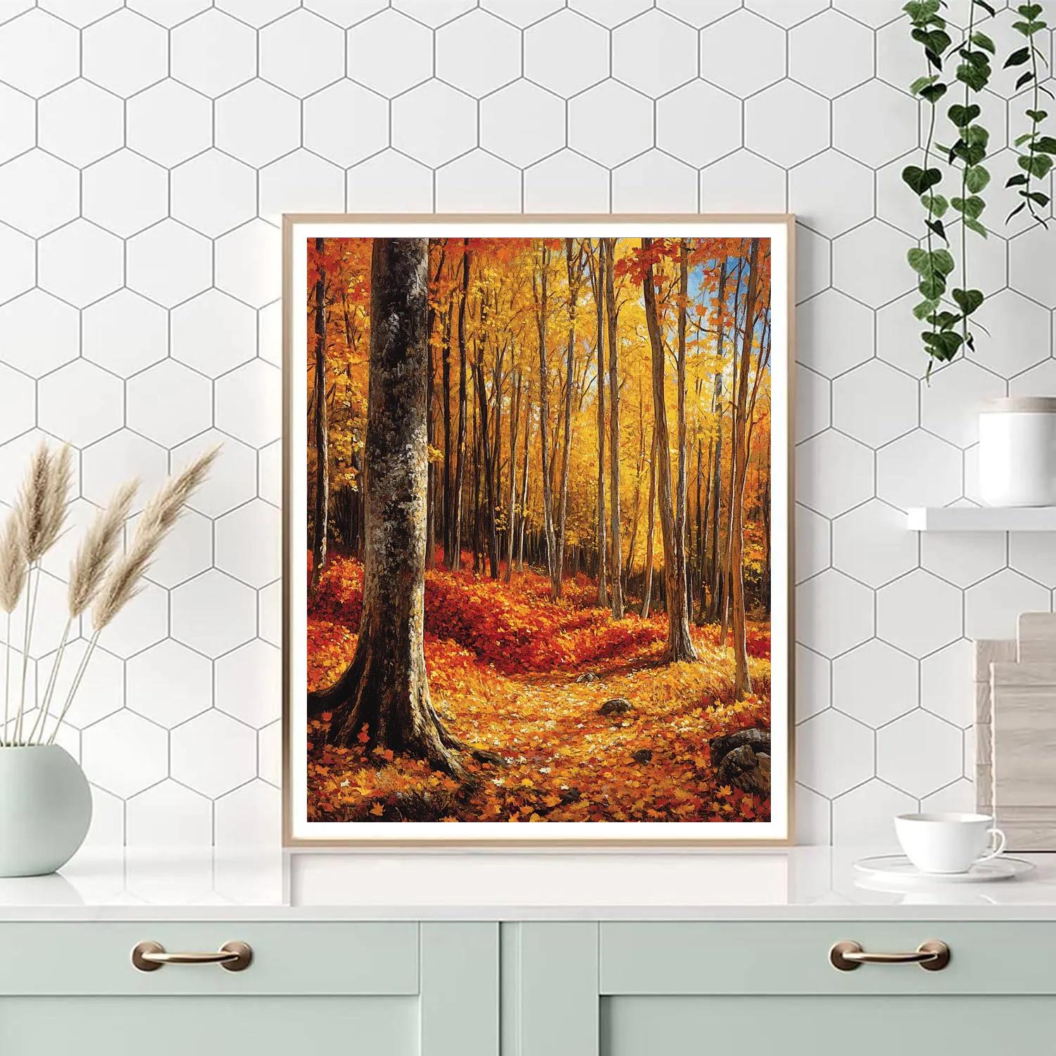 Edgar Degas Inspired Autumnal Forest Mosaic Painting by numbers kit