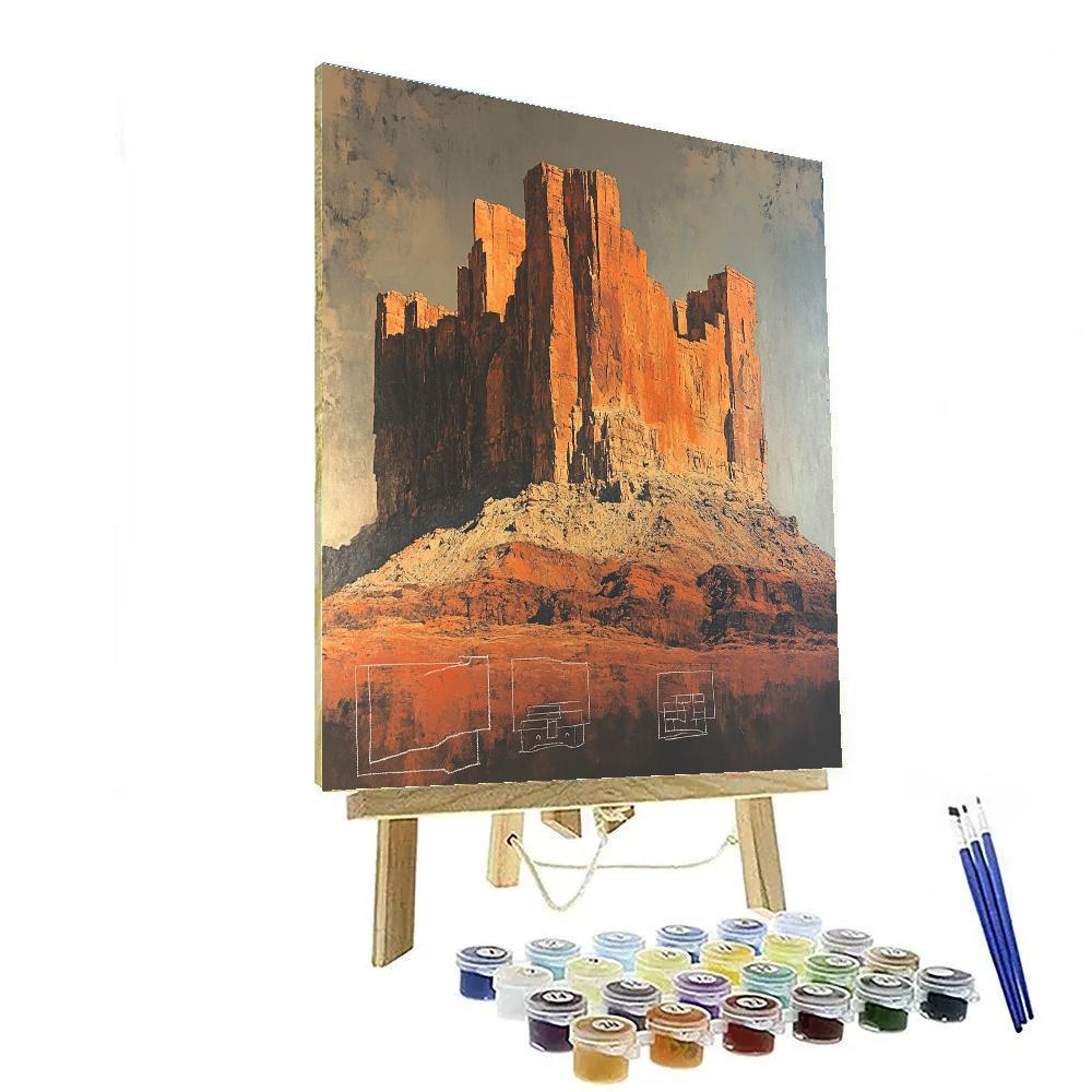 Michelangelo Inspired Desert Rock Fortress Number painting
