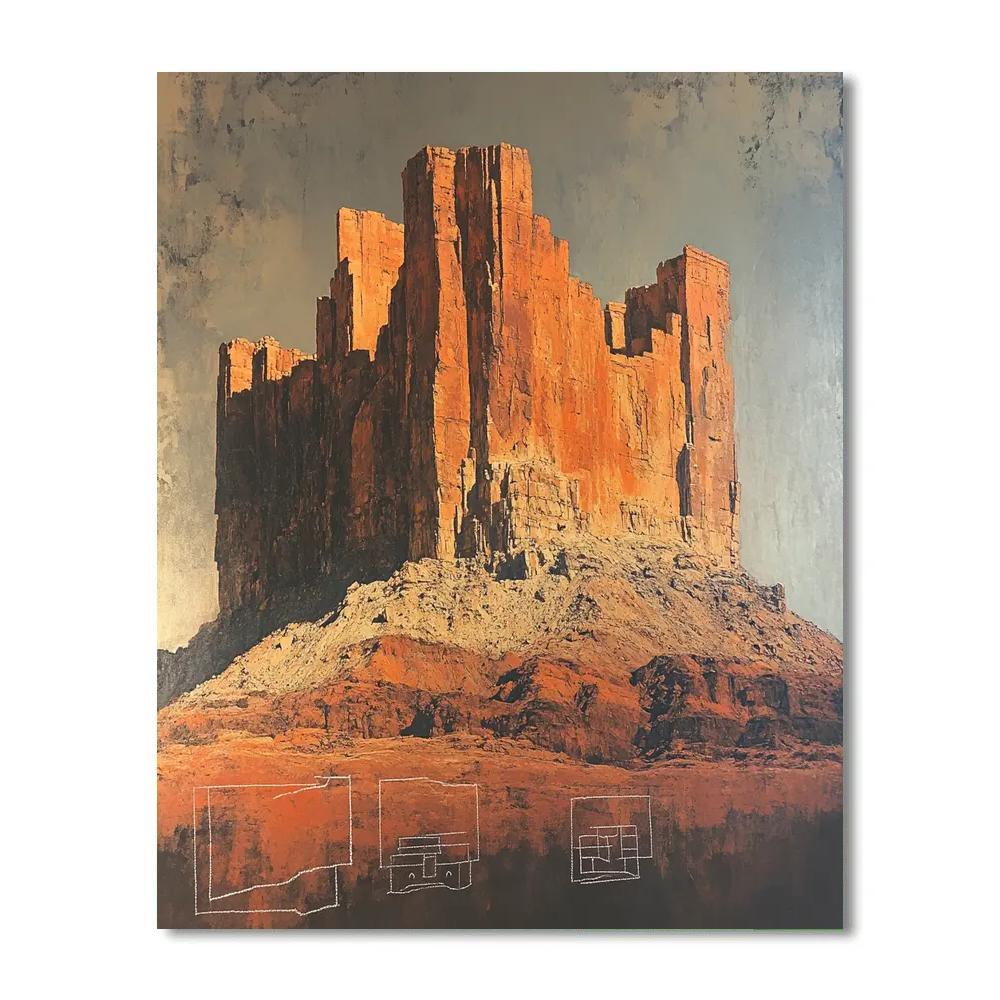 Michelangelo Inspired Desert Rock Fortress Number painting