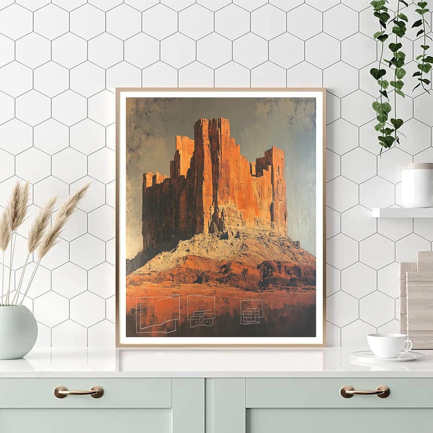 Michelangelo Inspired Desert Rock Fortress Number painting