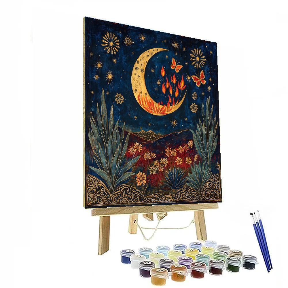Frida Kahlo Inspired Burning Moon Painting by numbers kit