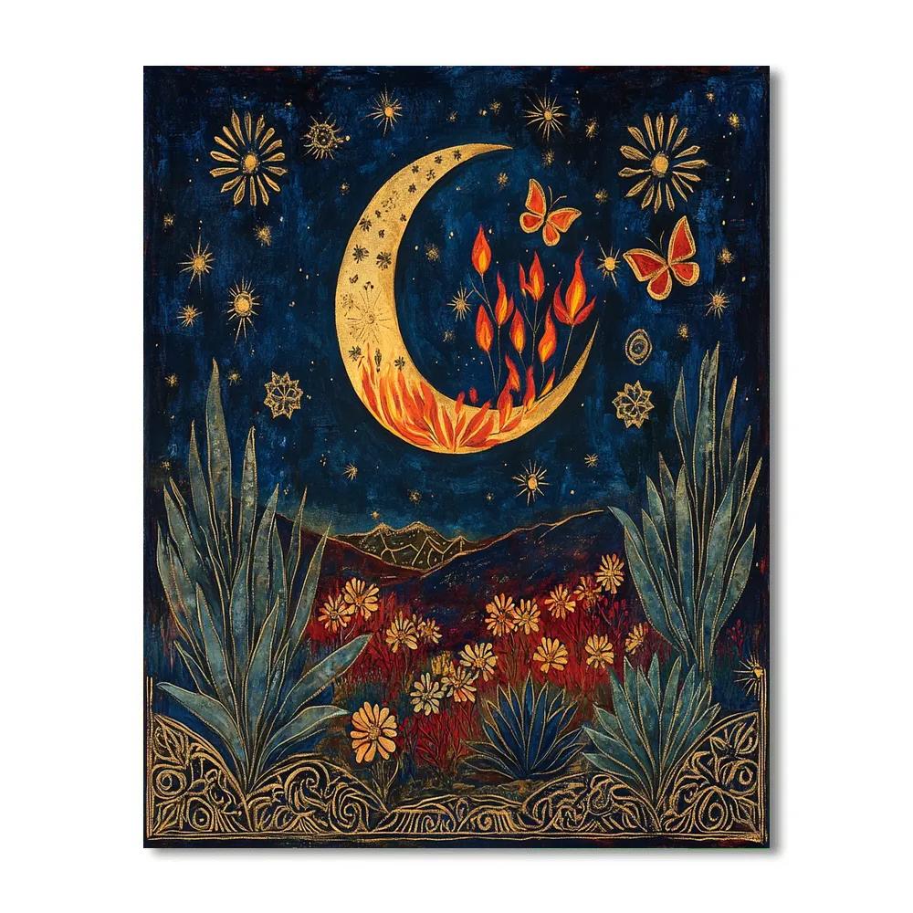 Frida Kahlo Inspired Burning Moon Painting by numbers kit