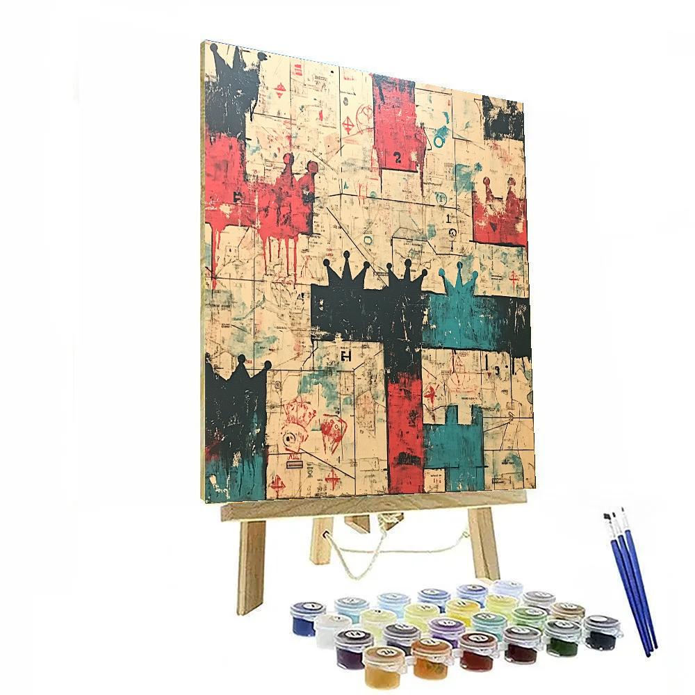 Jean-Michel Basquiat Inspired Memory Echo Map paint by color