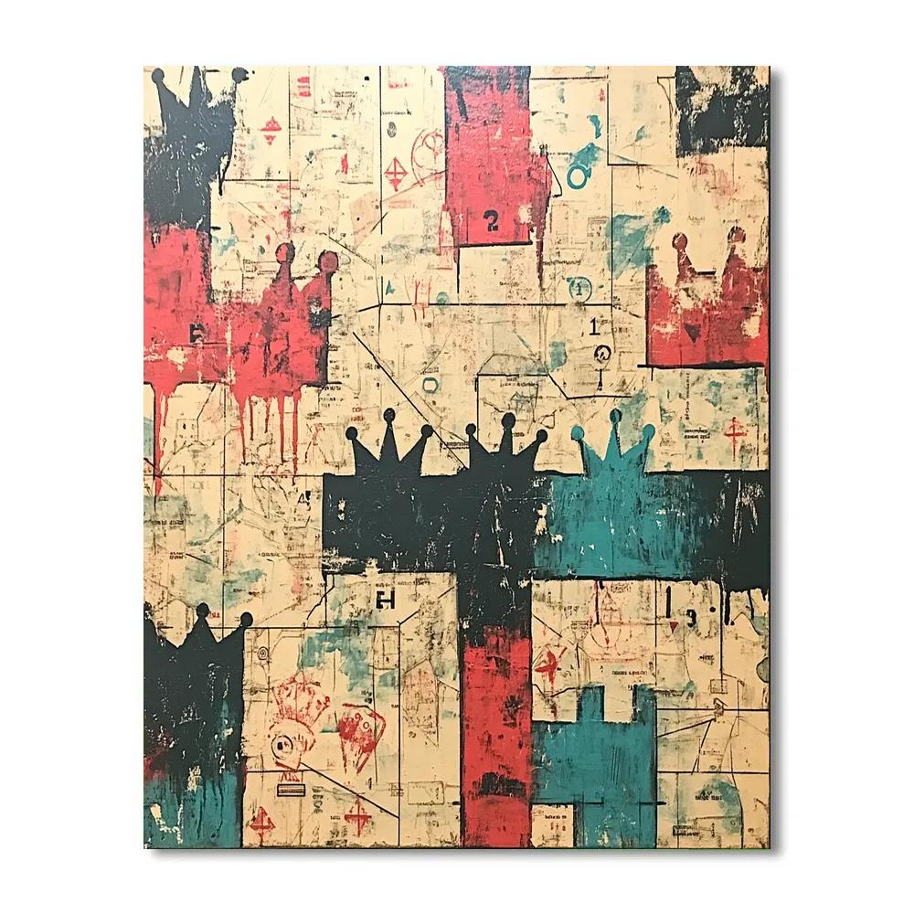 Jean-Michel Basquiat Inspired Memory Echo Map paint by color