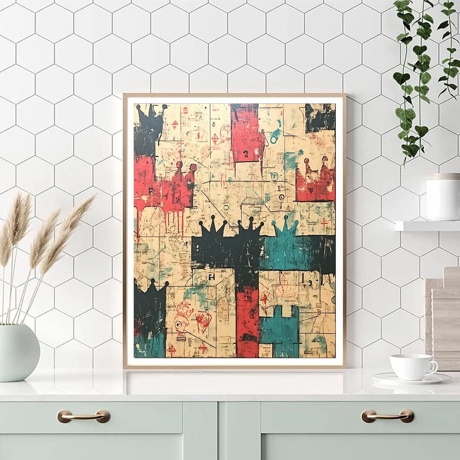 Jean-Michel Basquiat Inspired Memory Echo Map paint by color