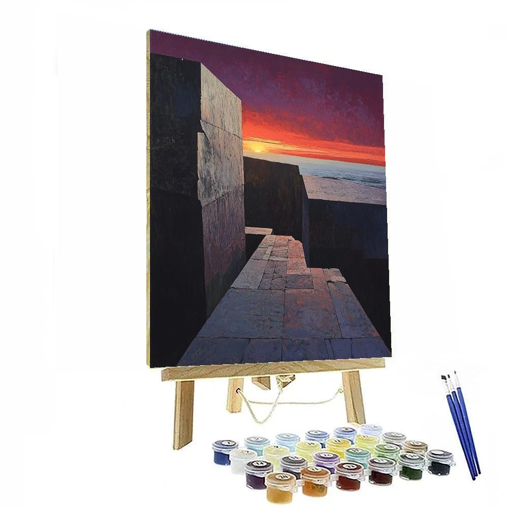 Paul Cézanne Inspired Quarry Forms Sunset paint by number