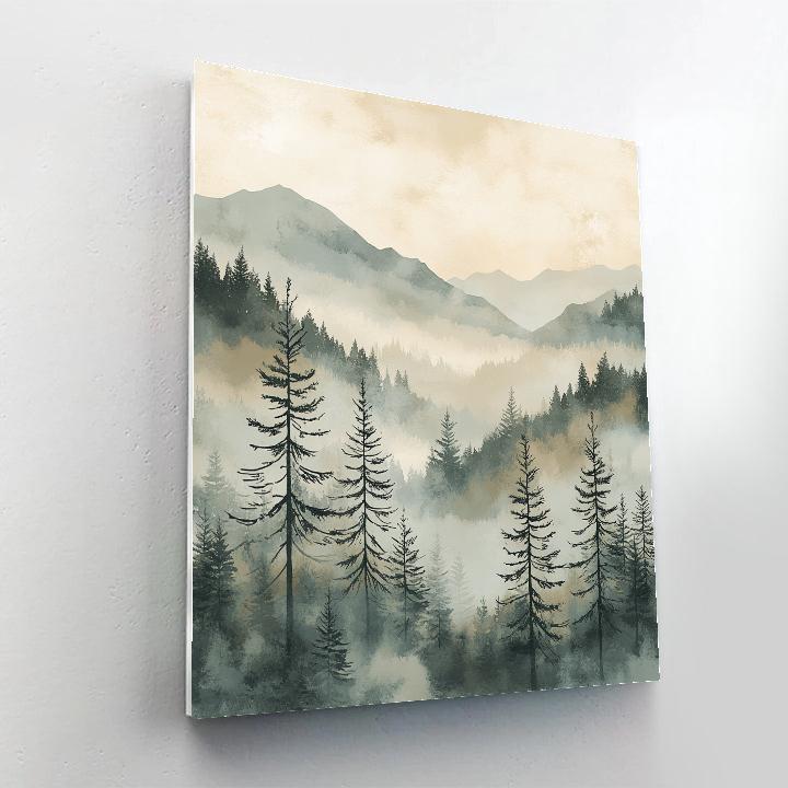 Zhao Mengfu Inspired Mist Over Scholar Pines painting number kit