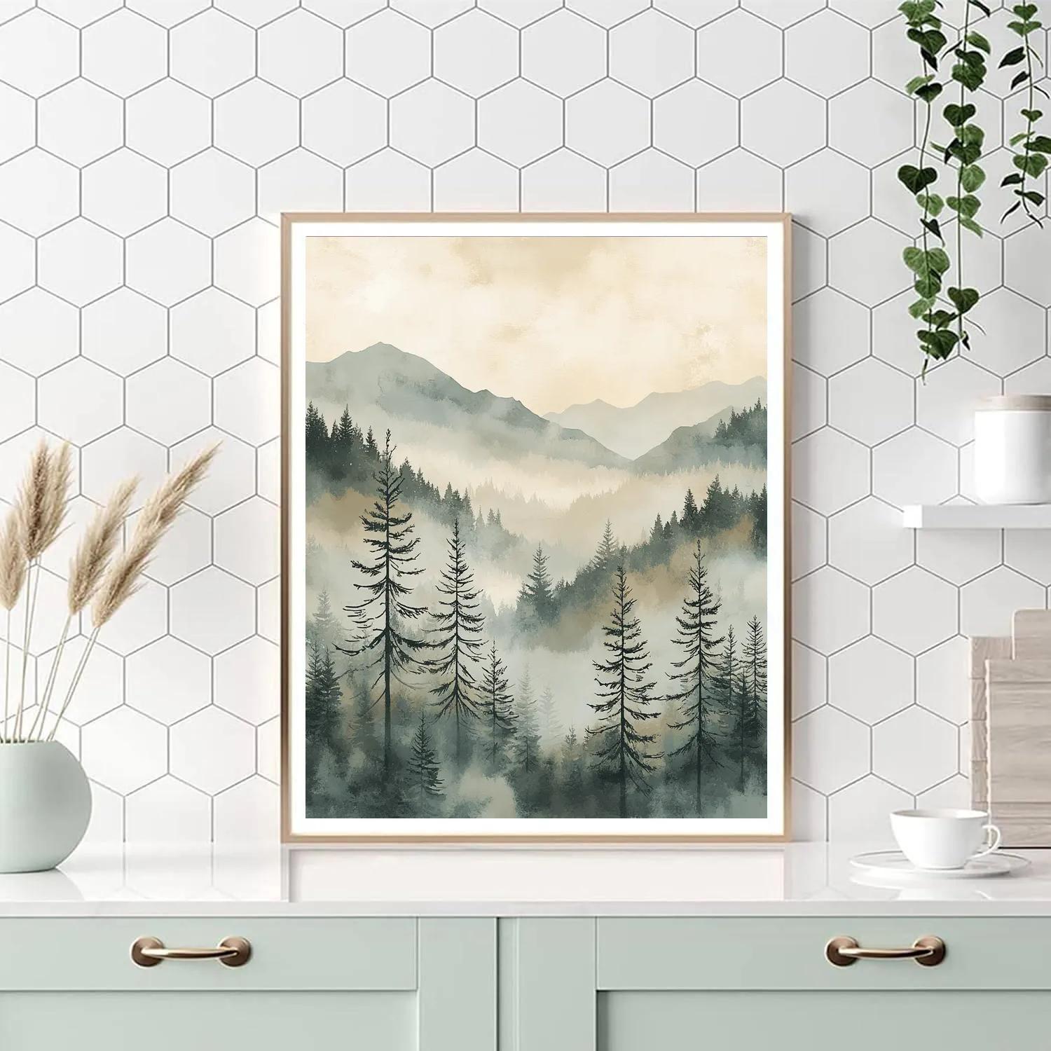 Zhao Mengfu Inspired Mist Over Scholar Pines painting number kit