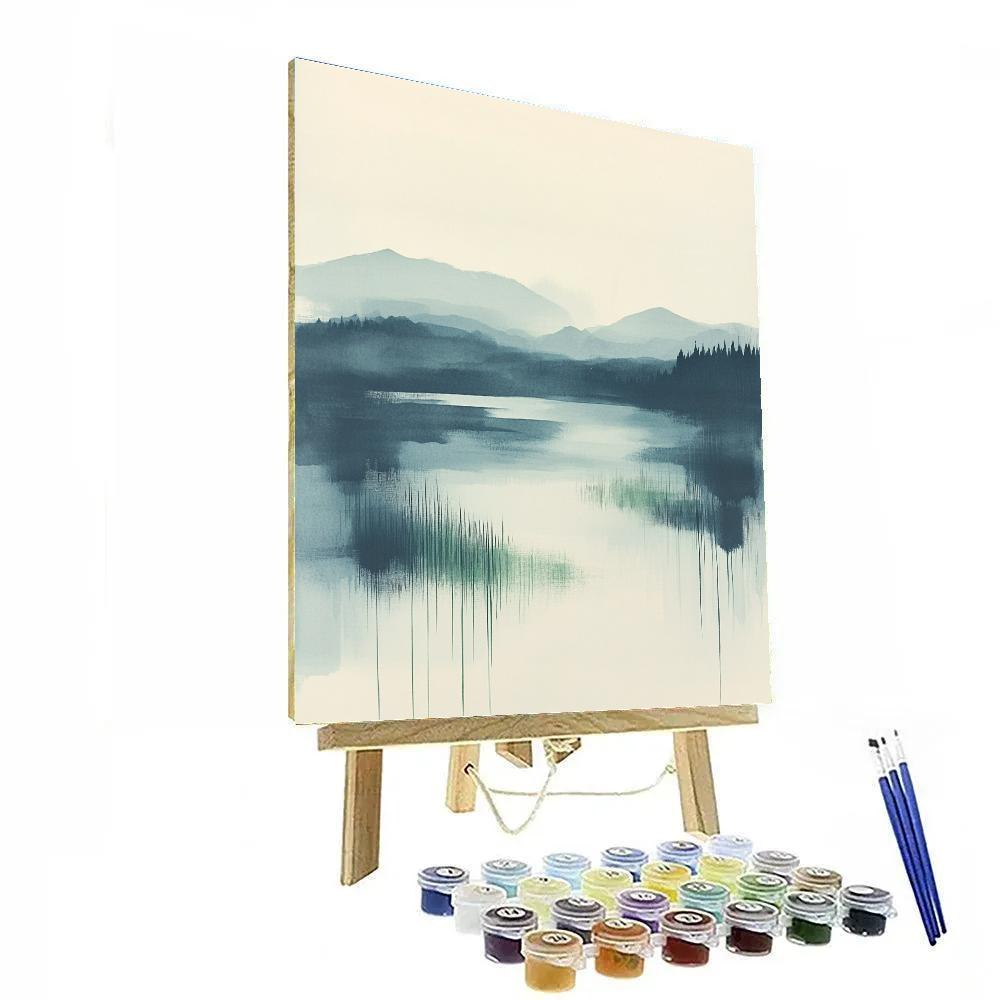 Zhao Mengfu Inspired River Of Quiet Ink Paint by numbers art