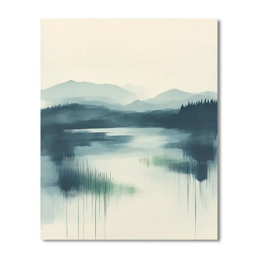 Zhao Mengfu Inspired River Of Quiet Ink Paint by numbers art