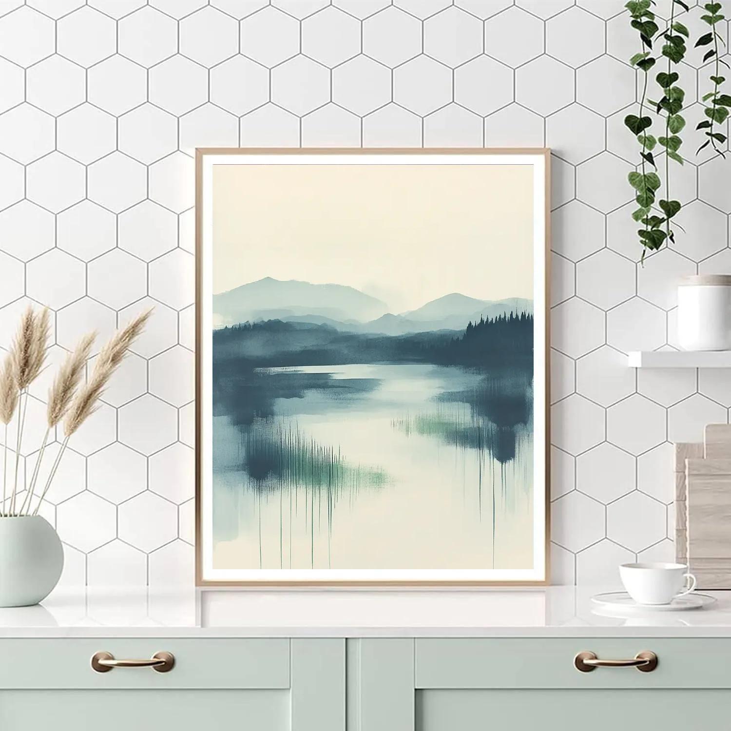 Zhao Mengfu Inspired River Of Quiet Ink Paint by numbers art