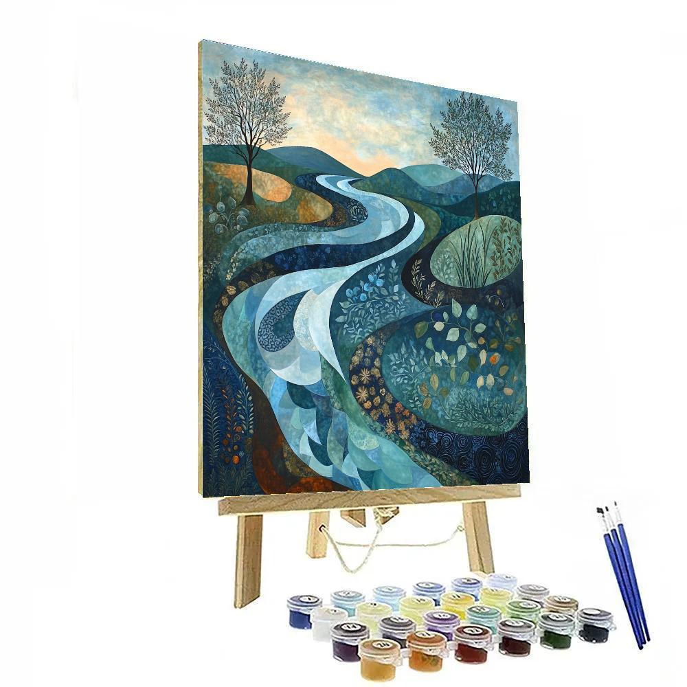 Nandalal Bose Inspired Mythical River Flow Paint by numbers art