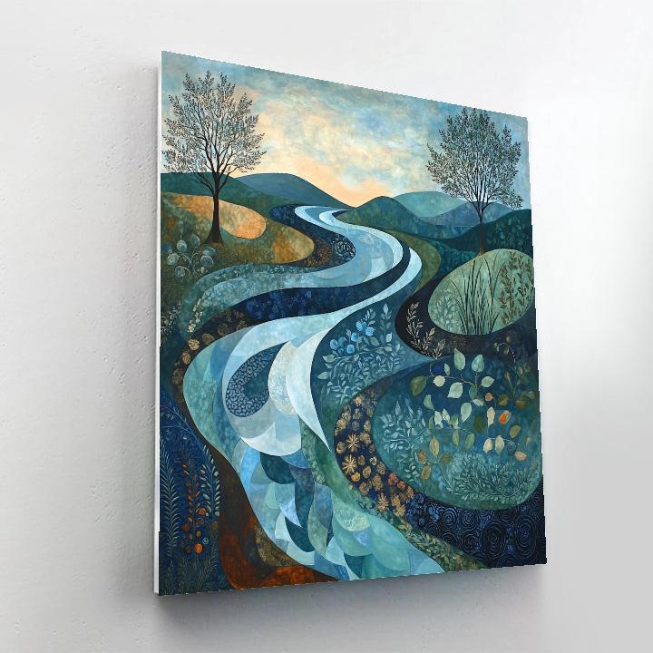 Nandalal Bose Inspired Mythical River Flow Paint by numbers art