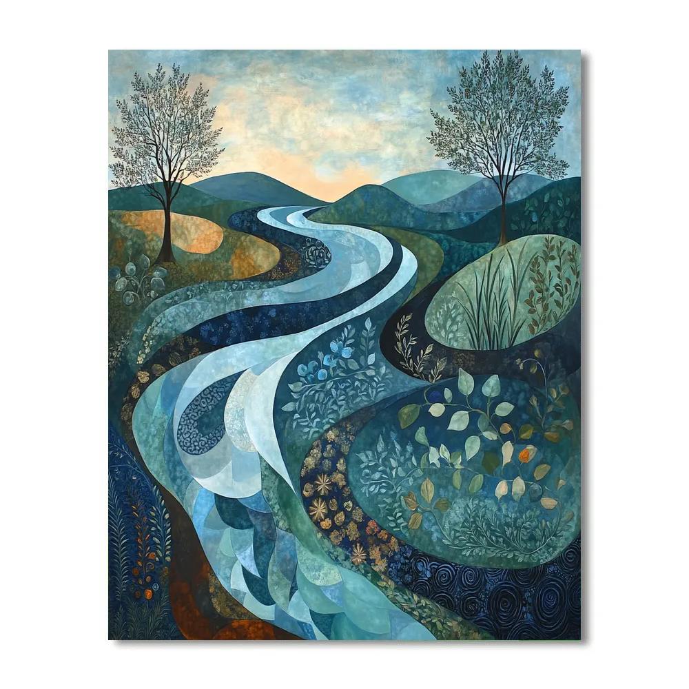 Nandalal Bose Inspired Mythical River Flow Paint by numbers art