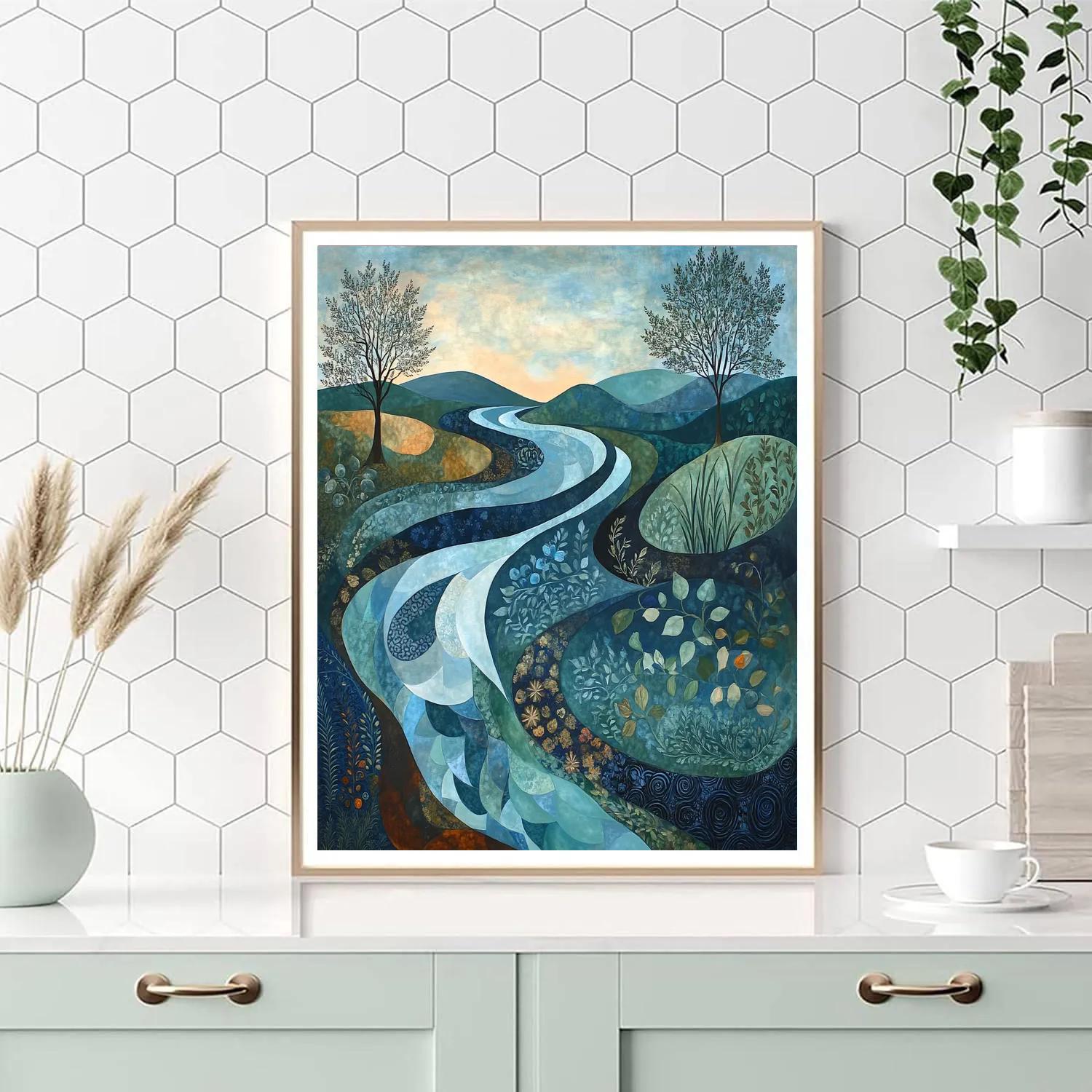 Nandalal Bose Inspired Mythical River Flow Paint by numbers art