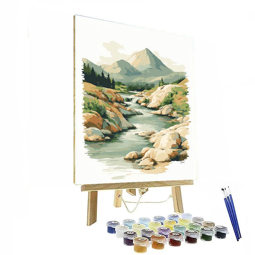 Leonardo Da Vinci Inspired Mountain River Landscape Painting by numbers kit