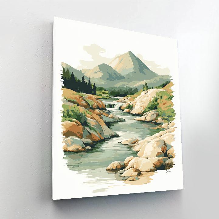 Leonardo Da Vinci Inspired Mountain River Landscape Painting by numbers kit