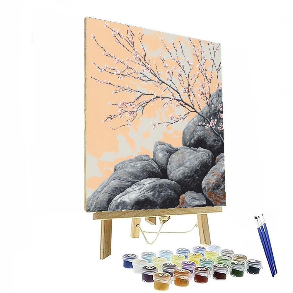 Zhao Mengfu Inspired Autumn Rock And Plum Harmony painting number kit