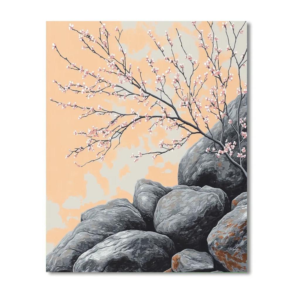 Zhao Mengfu Inspired Autumn Rock And Plum Harmony painting number kit