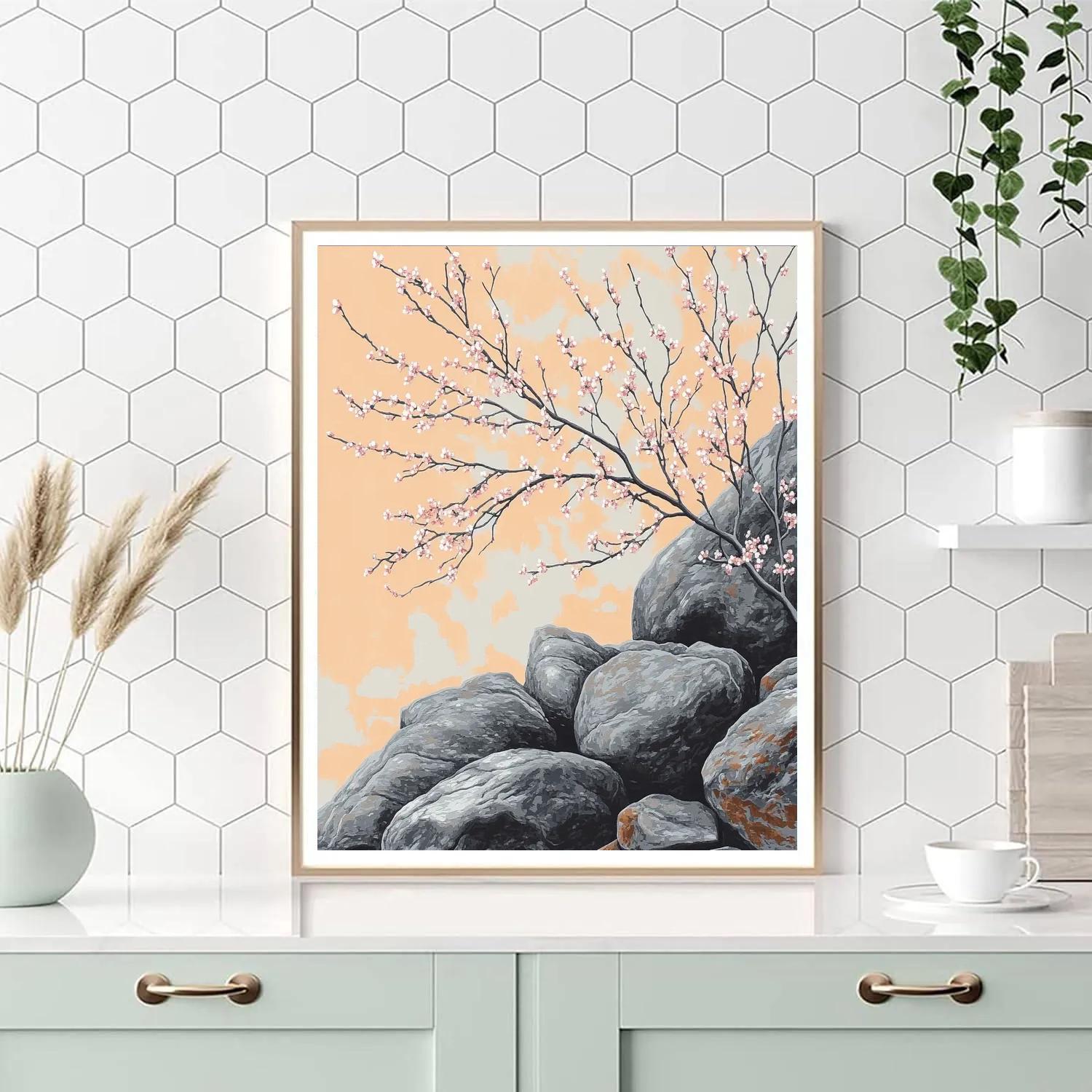Zhao Mengfu Inspired Autumn Rock And Plum Harmony painting number kit