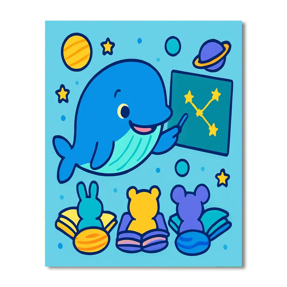 Starry Whale Classroom Paint by numbers art