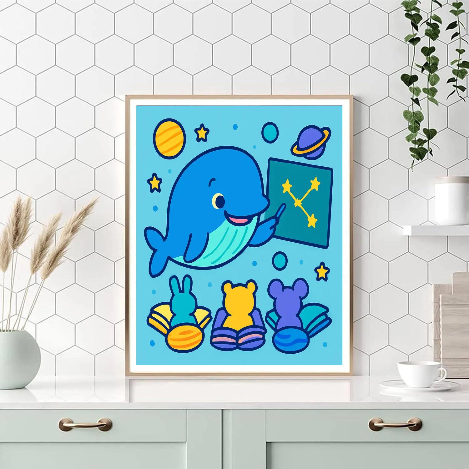Starry Whale Classroom Paint by numbers art