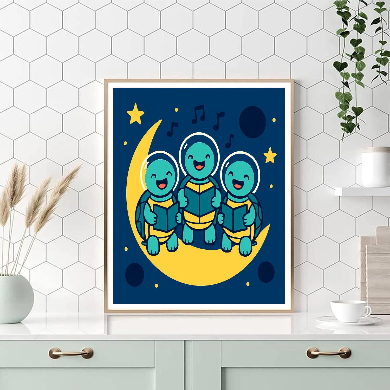 Stargazing Space Turtle Choir Painting by numbers kit