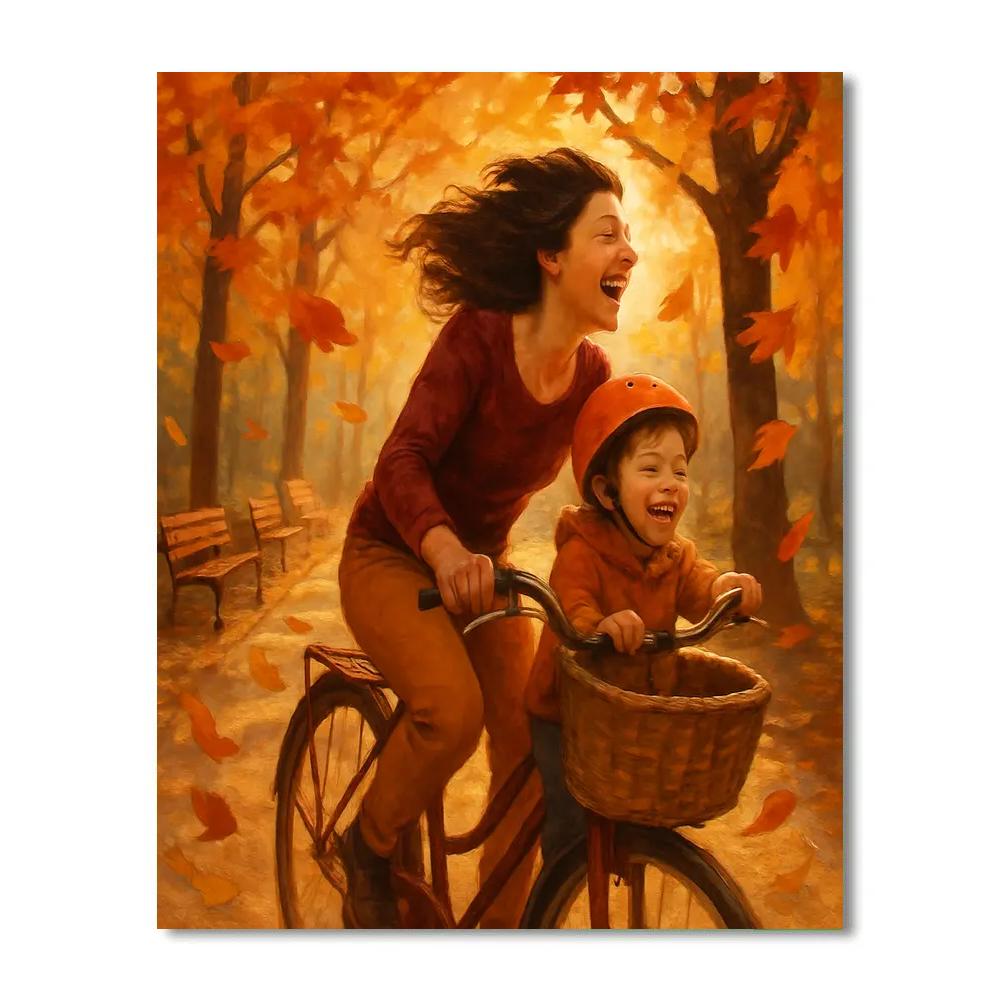 Bicycle Ride Through Autumn Park painting number kit