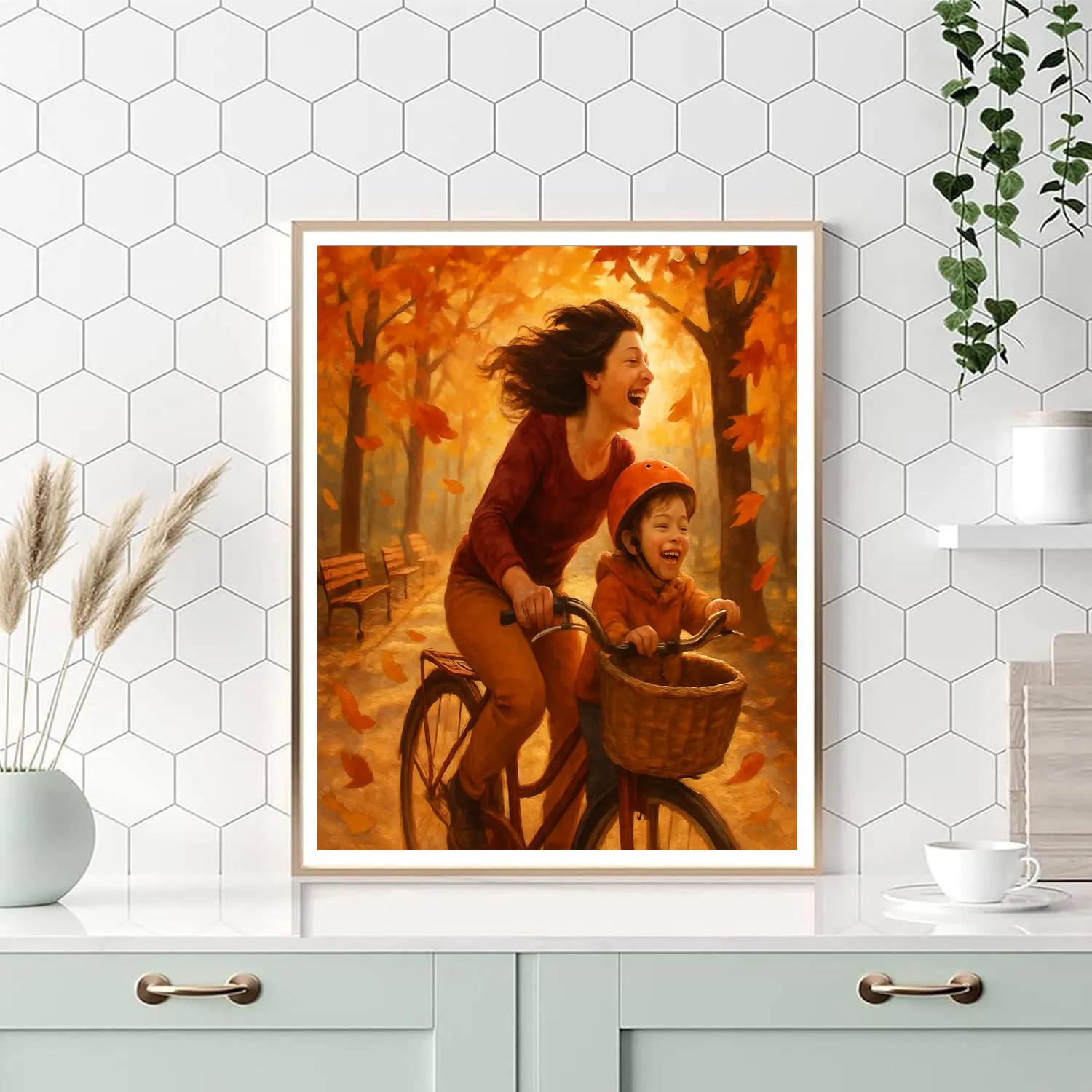 Bicycle Ride Through Autumn Park painting number kit